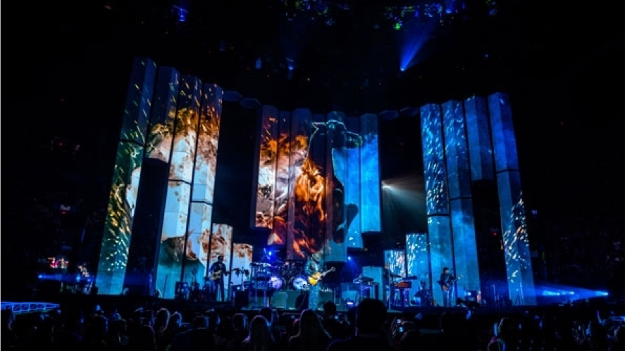 Lights projected on stage for Bon Jovi concert